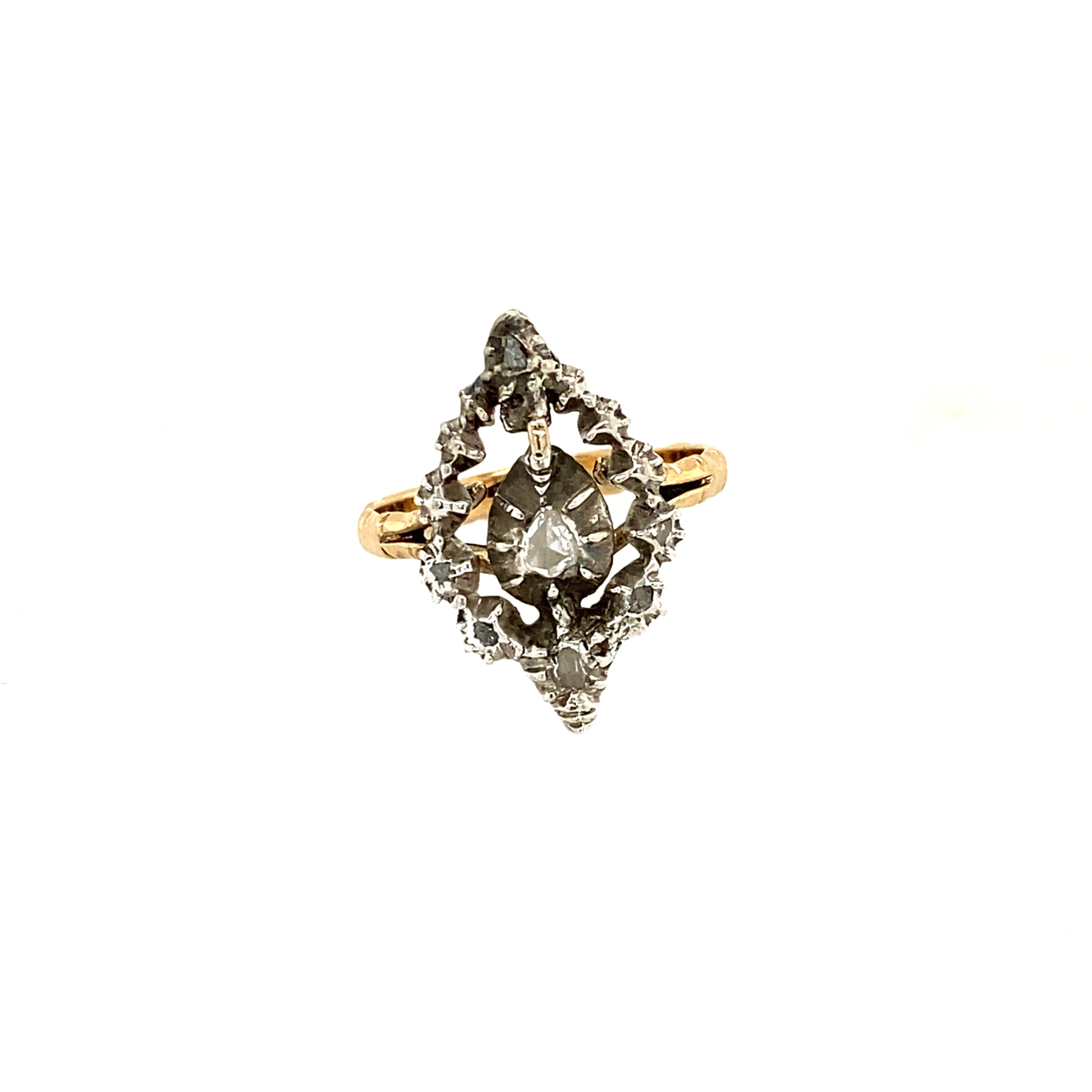 Vintage 18K Gold Ring with Rose Cut Diamond